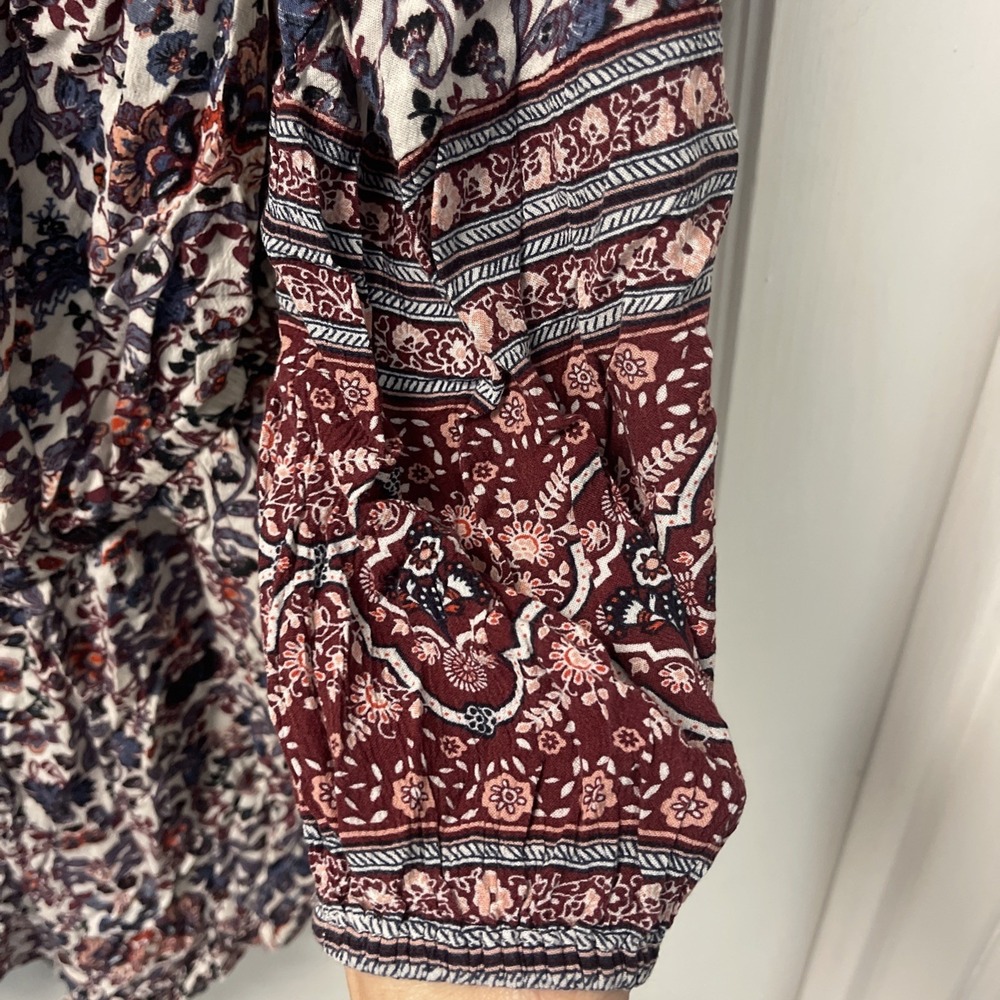 American Eagle Outfitters Floral Blouse Boho Artsy Mixed Prints Hippie Womens M - Picture 6 of 14